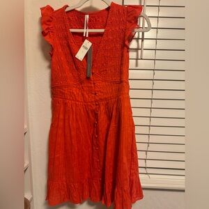 Anthropologie coral mini dress, size S, with tags